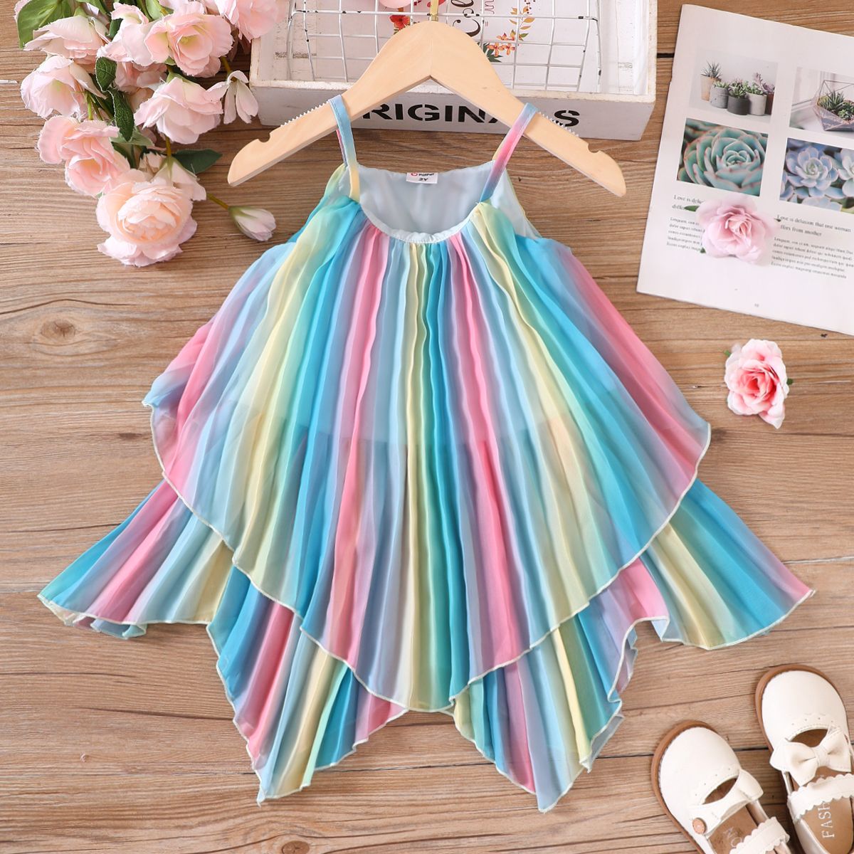 

Toddler Girl Colorful Pleated Slip Dress