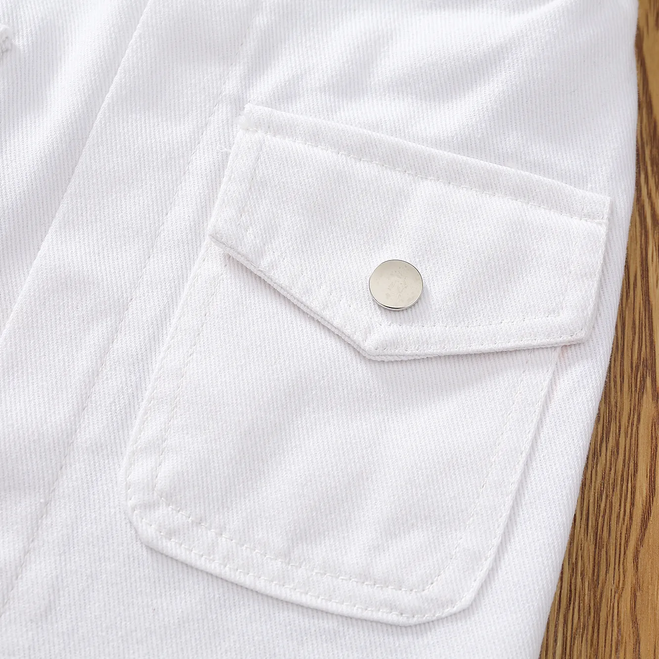 Kid Girl 100% Cotton Flap Pocket Solid Skirt White image 5