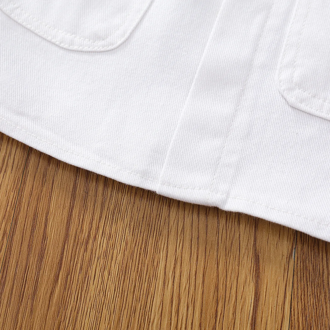 Kid Girl 100% Cotton Flap Pocket Solid Skirt White image 6