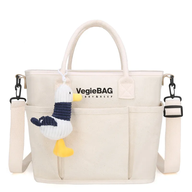bolsa mãe multifuncional bolsa de ombro transversal de grande capacidade com charme de bolsa de decoração de gaivota Cor Bege big image 1