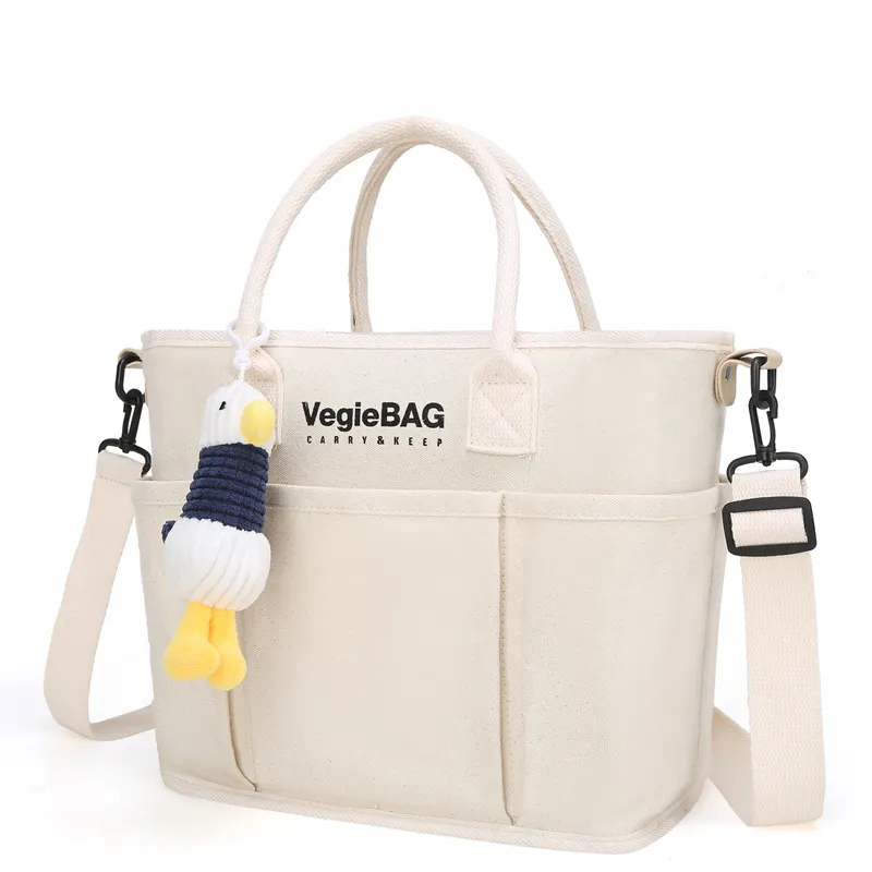 Mom Bag Multifunction Large Capacity Crossbody Shoulder Bag Tote with Seagull Decor Bag Charm Beige image 2