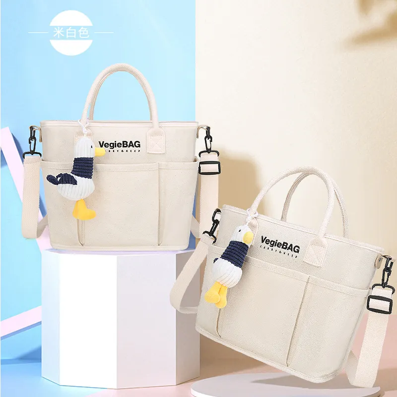 Mom Bag Multifunction Large Capacity Crossbody Shoulder Bag Tote with Seagull Decor Bag Charm Beige image 5