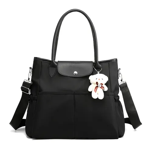 Diaper Bag Tote Mom Bag Large Capacity Multifunction Handbag with Adjustable Shoulder Strap & Bear Decor Bag Charm