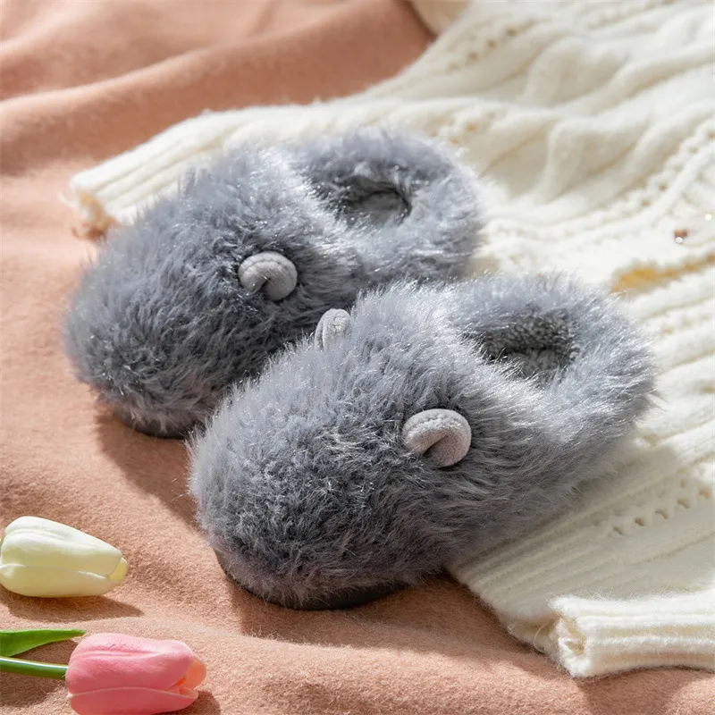 Toddler / Kid Cartoon Fluffy Thermal Slippers Grey
