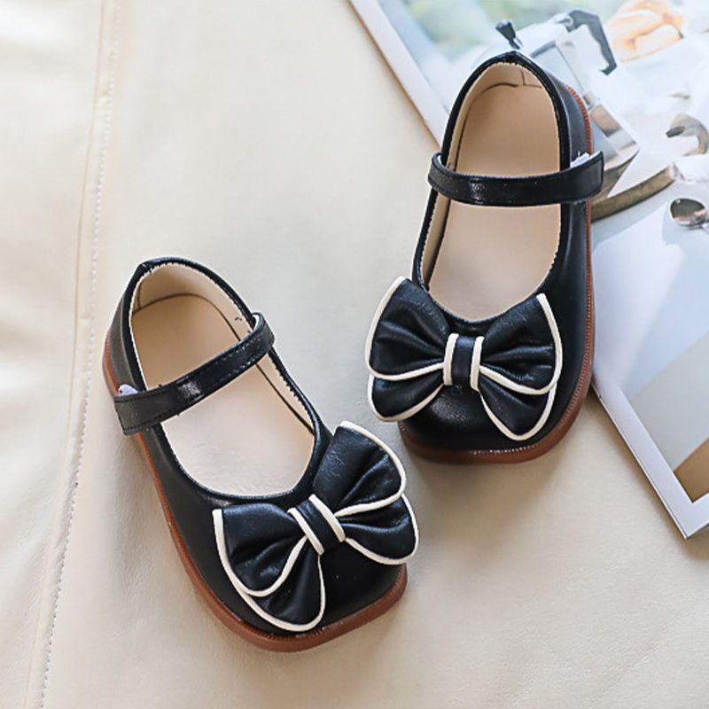 

Toddler / Kid Bowknot Decor Black Flats Princess Shoes