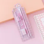 5-pack Pencil Stationery Set with Ruler Eraser Pencil Sharpener School Gift Stationery Set Student Stationery Supplies Pink