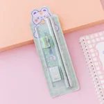 5-pack Pencil Stationery Set with Ruler Eraser Pencil Sharpener School Gift Stationery Set Student Stationery Supplies Green