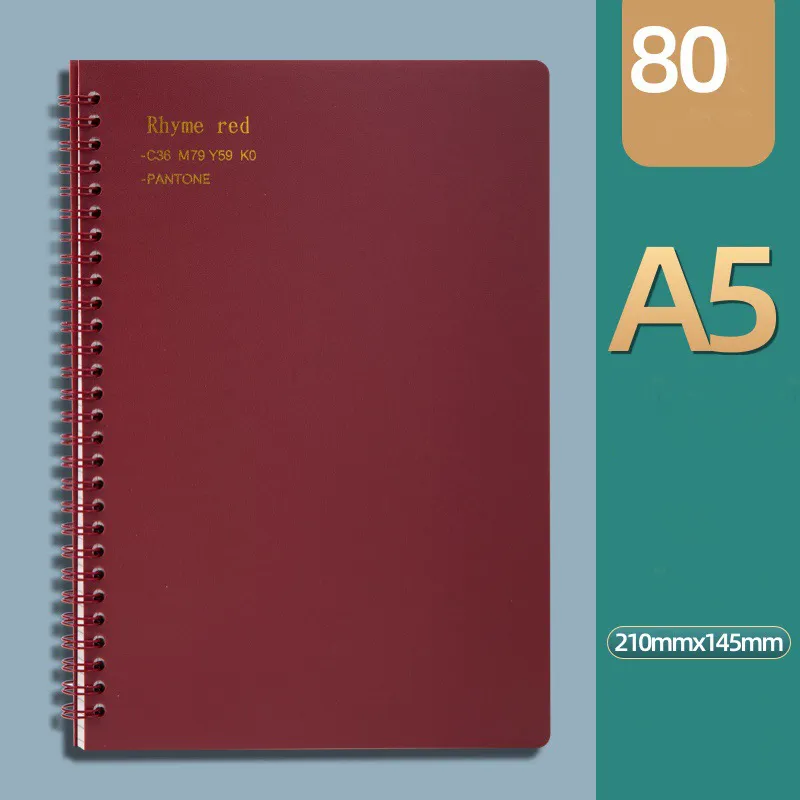 A5 Spiral Notebook Hardcover 80 Sheets Thick Wirebound Journal Notepad Office School Supply Stationery Red