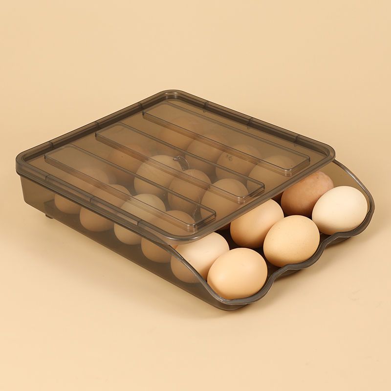 

Large Capacity Egg Holder for Fridge Auto-Scrolling Egg Fresh Storage Box Container Organizer Bin