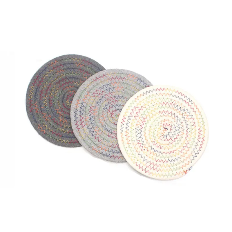 3-pack Potholders Set Sturdy Cotton Thread Weave Hot Pot Holders Hot Pads Hot Mats for Cooking Baking Multi-color