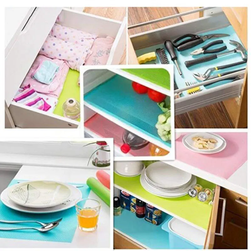 4 Stück Kühlschrankmatten, rutschfeste Küchenregaleinlagen, Schubladeneinlagen, Tischsets können zugeschnitten werden weiß big image 1
