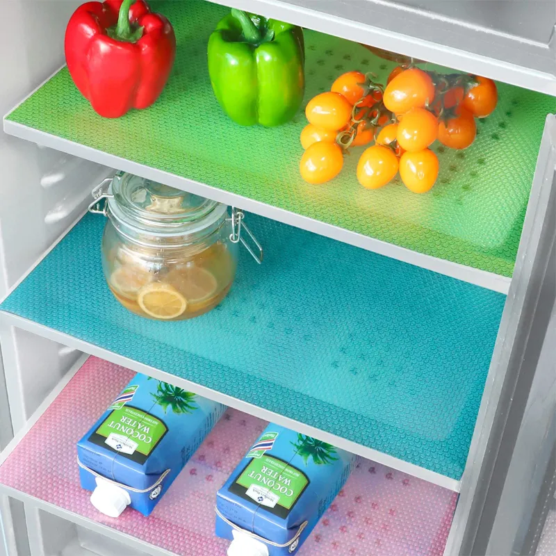 4 pièces tapis de revêtement de réfrigérateur revêtement d'étagère de cuisine antidérapant revêtements de tiroir napperons de table peuvent être coupés Blanc big image 1