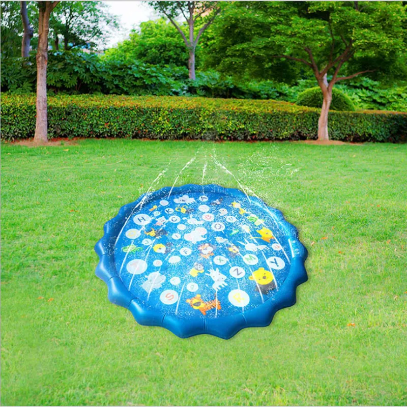 Kids Splash Pad Water Spray Play Mat Sprinkler Wading Pool Outdoor Inflatable Water Summer Toys with Alphabet big image 6