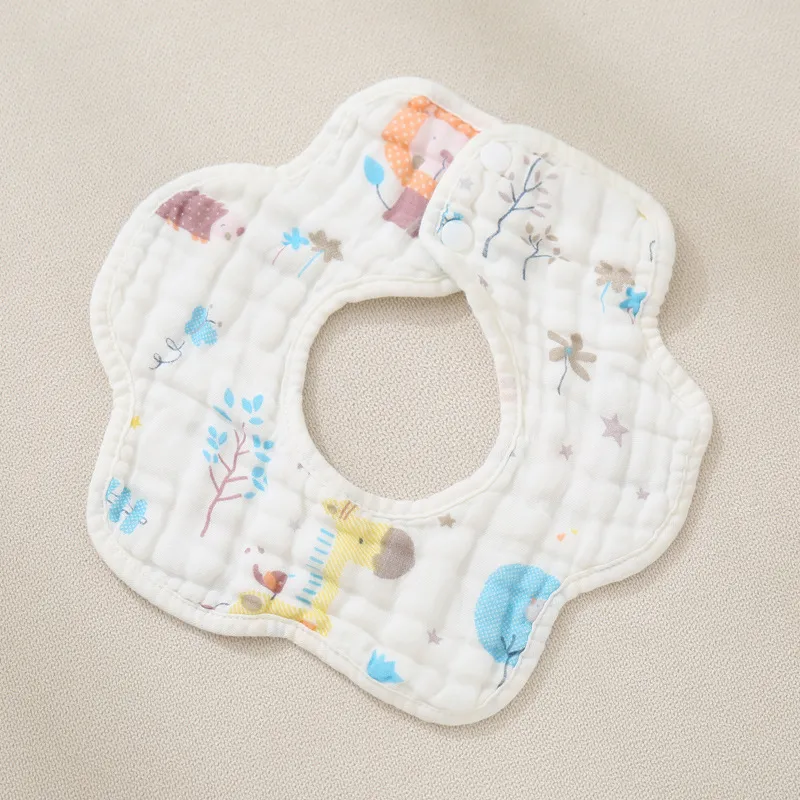 

2-pack Baby Cotton Bibs Petal Shape 8-layer Bandana Drool Bibs for Feeding & Drooling & Teething