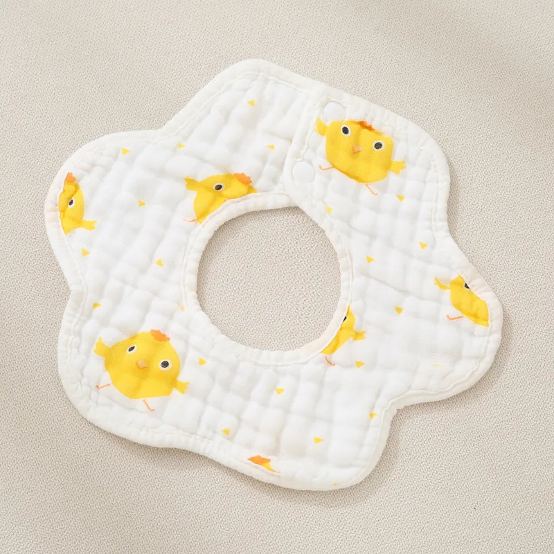 Babadores de bebê em forma de pétala de 2 camadas, babadores de bandana de algodão de 8 camadas para alimentação, baba e dentição  image 3