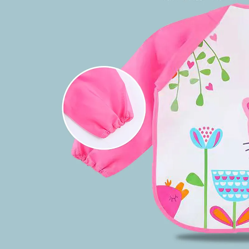 Cartoon Pattern Baby Toddler Waterproof Long-sleeve Smock Water Repellent Oil Repellent Stain Repellent big image 2