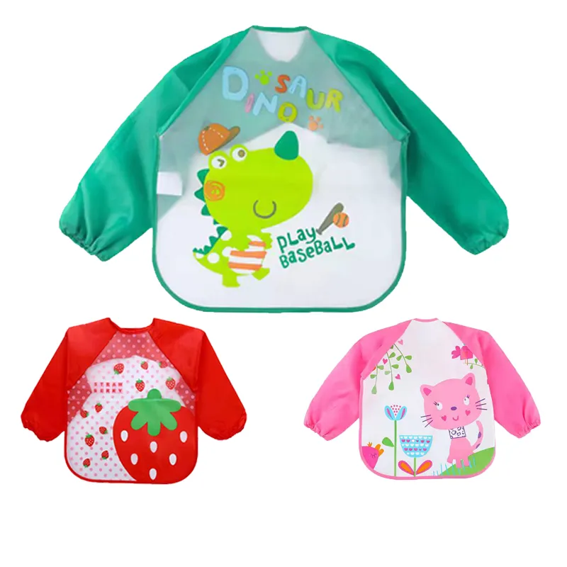 Cartoon Pattern Baby Toddler Waterproof Long-sleeve Smock Water Repellent Oil Repellent Stain Repellent big image 4