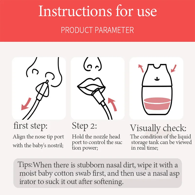 Baby Nasal Aspirator Convenient Safe Newborn Nasal Suction Device Nose Cleaner PC Cup Kids Healthy Care Products big image 7