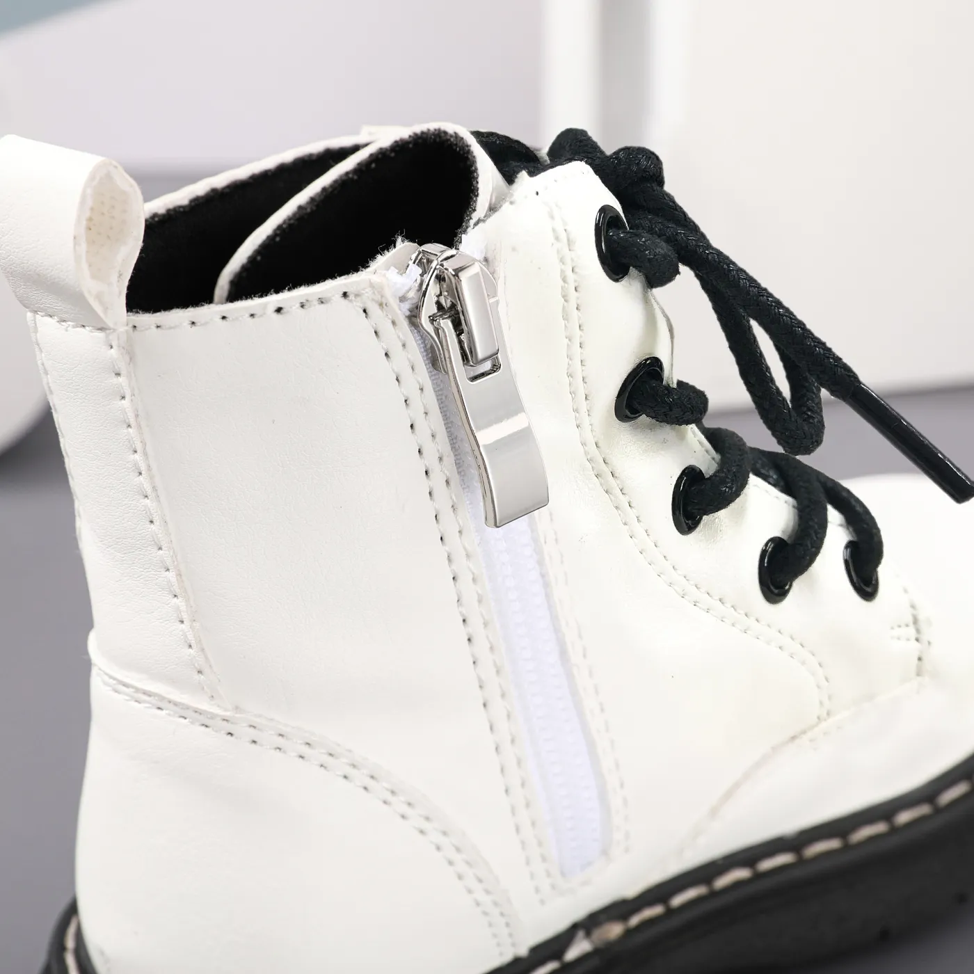 Toddler / Kid Letter Pattern Lace Up Boots Beige image 5