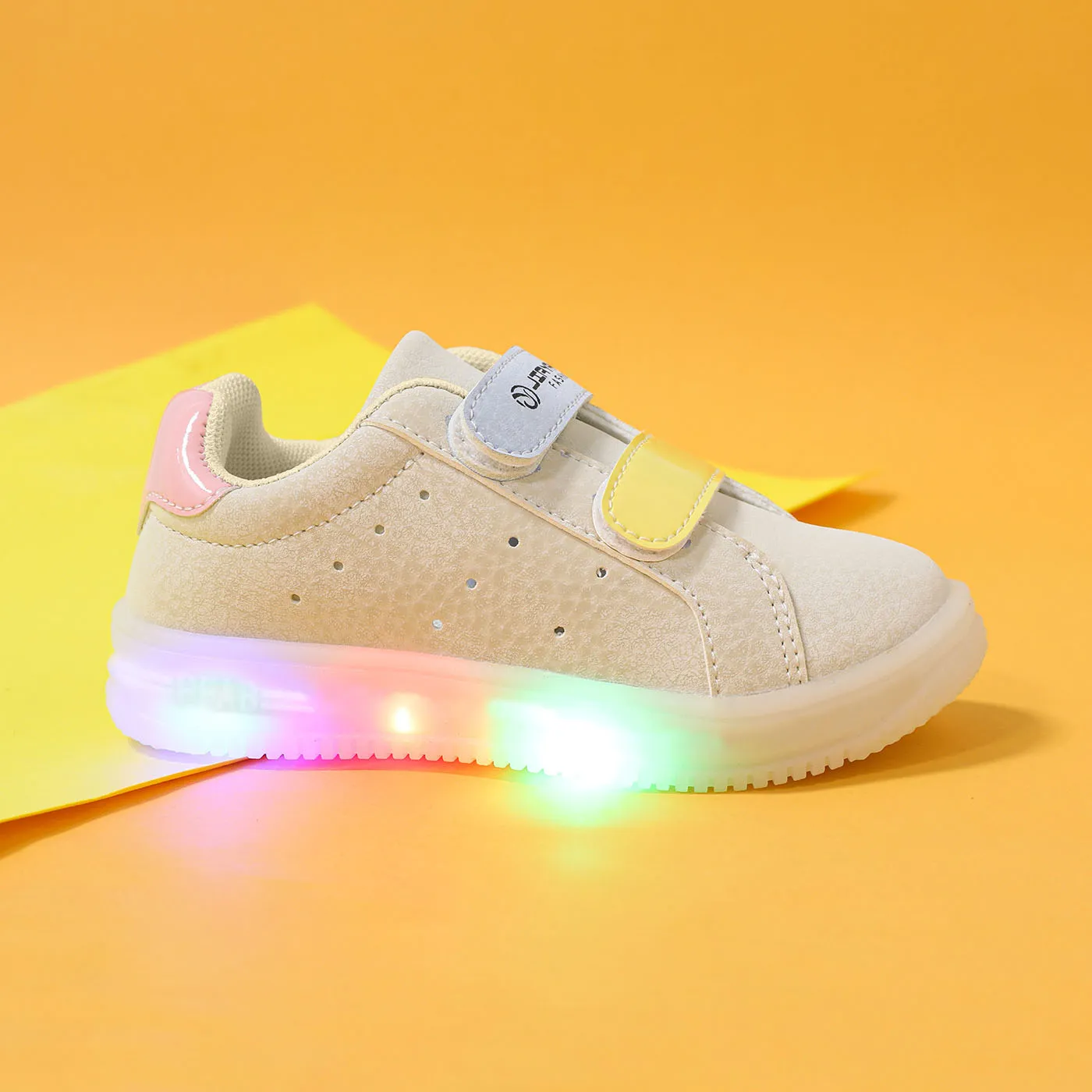 Toddler Colorblock Dual Velcro LED Casual Shoes