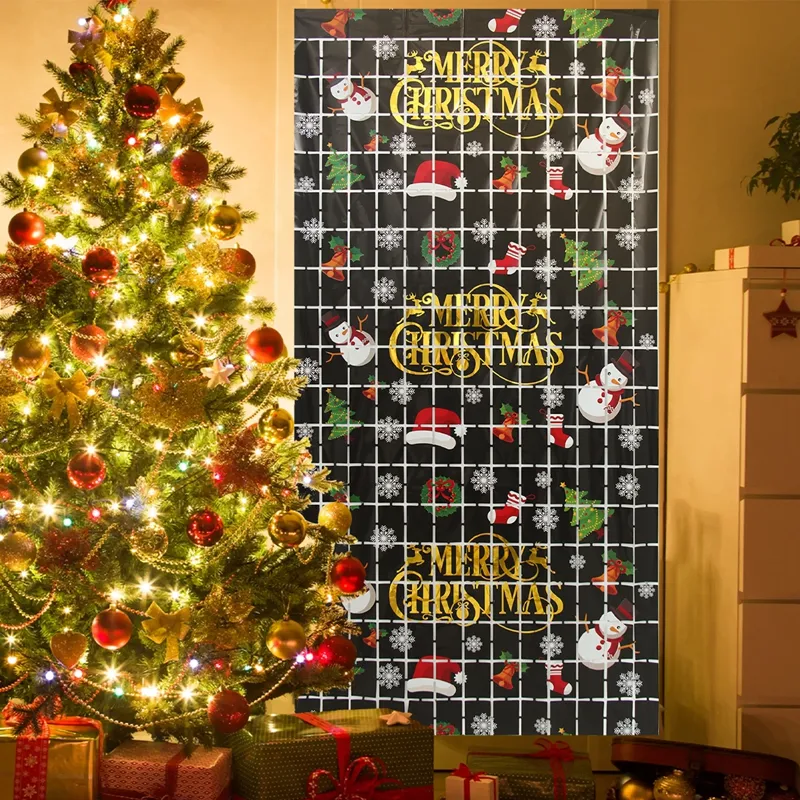 Christmas Shimmer Wall Panels Backdrop Decor Multicolor Glitter Panels Curtain Party Decorations Black