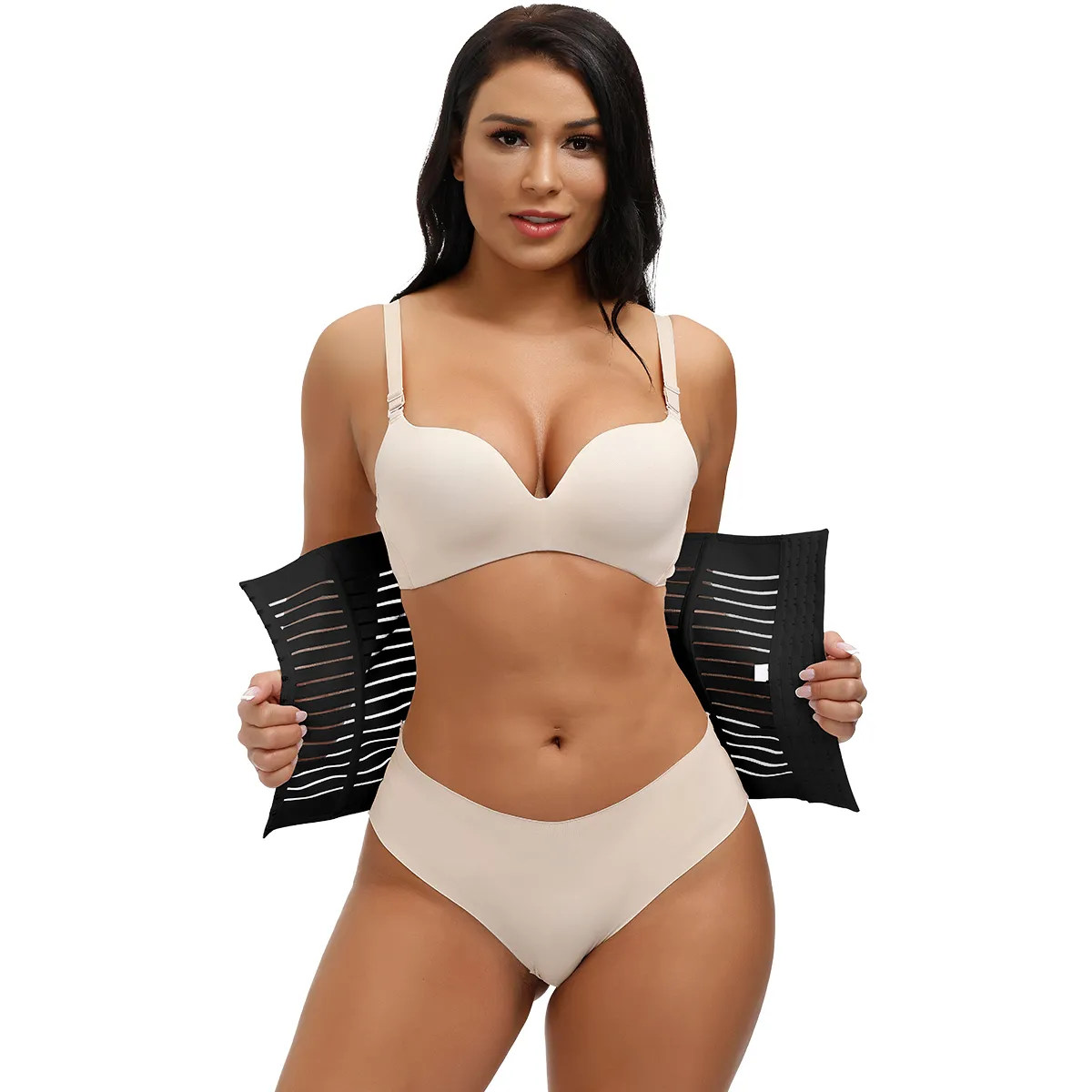 Women Waist Trainer Belly Belt 15 Hook 4 Row Thin Breathable Waist Cincher Body Shapewear Girdle Black image 2