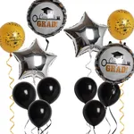 13-pack Graduation Balloons Party Decoration Black Gold Silver Foil Balloons for Graduation Theme Party Decoration Supplies  image 2
