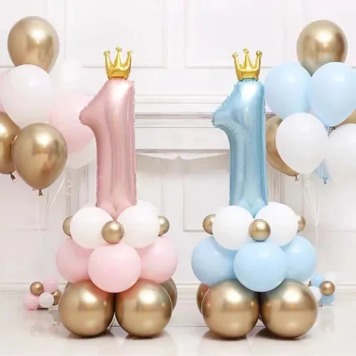 Birthday party 23-piece digital crown balloon decoration set (1 long balloon random)