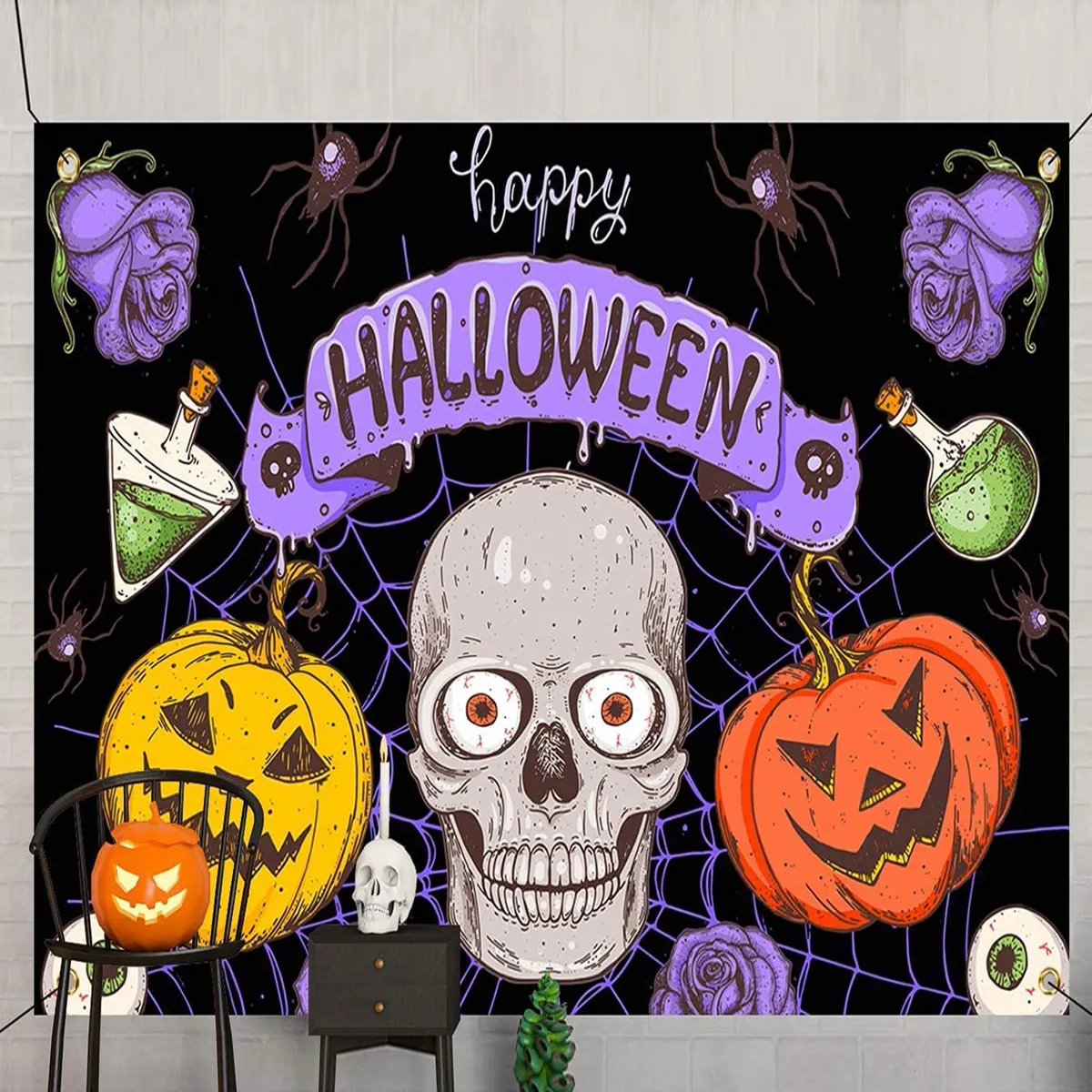 Halloween Decoration Cloth Backdrop Photography Background for Halloween Decoration Party Supplies Multi-color image 3