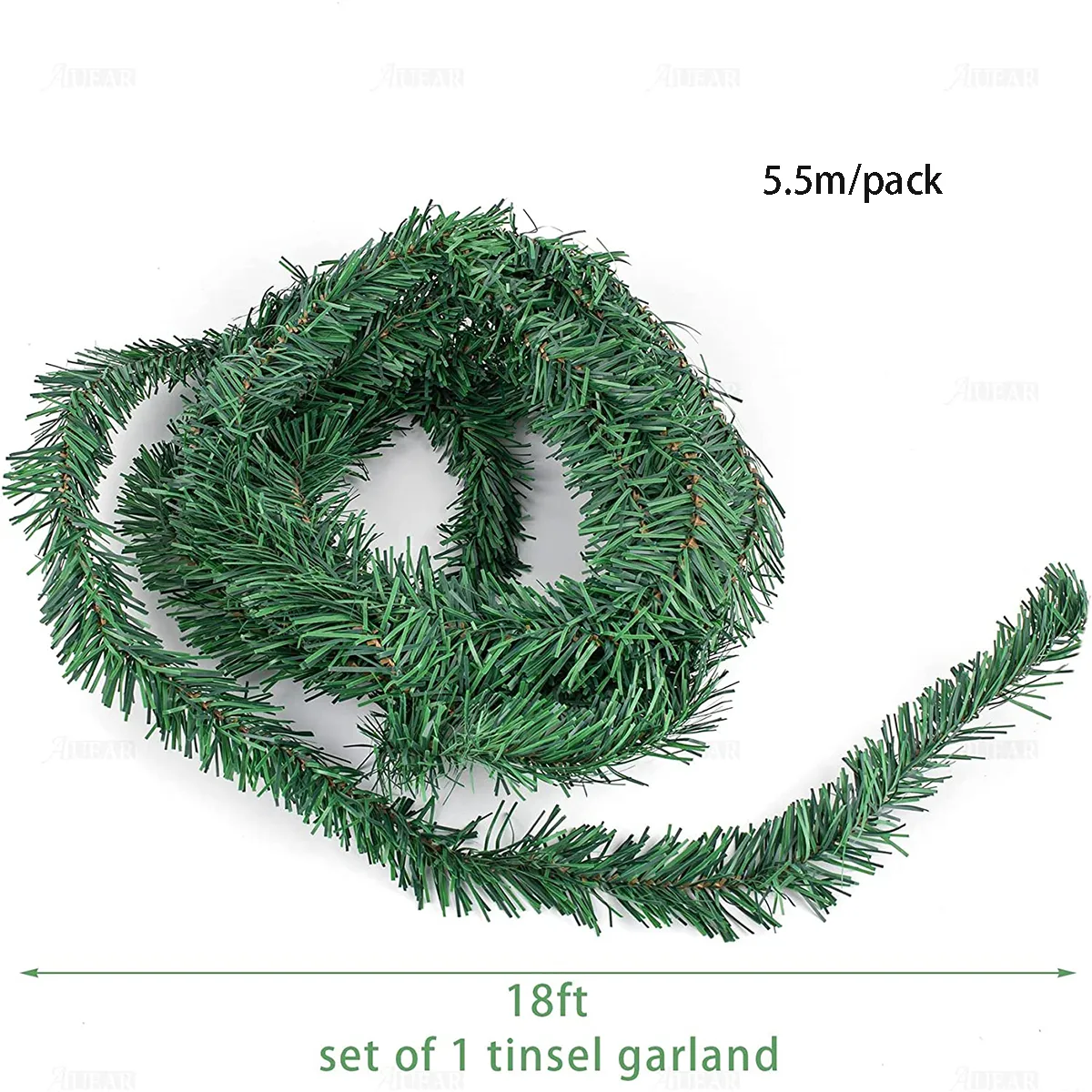 

5.5M Christmas Artificial Pine Fir Wreath Garland Rattan Banner Green Xmas Decor for Home Indoor Outdoor