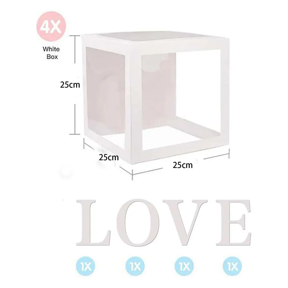 4pcs Valentines Day Decorations Transparent Balloons Boxes with 4 Letters LOVE for Valentine's Day Anniversary Wedding Engagement Party Supplies Decorations  big image 1