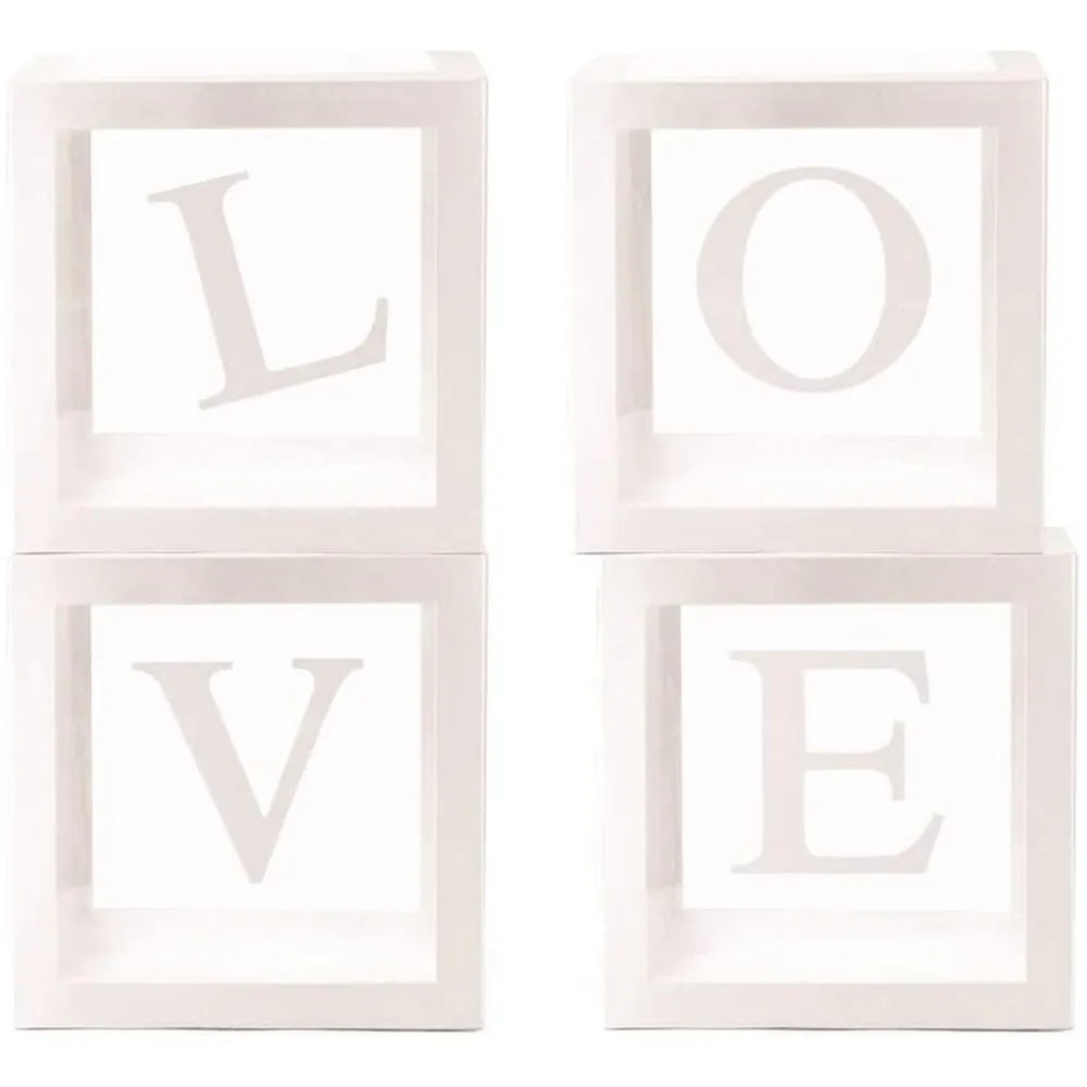 4pcs Valentines Day Decorations Transparent Balloons Boxes with 4 Letters LOVE for Valentine's Day Anniversary Wedding Engagement Party Supplies Decorations  big image 2