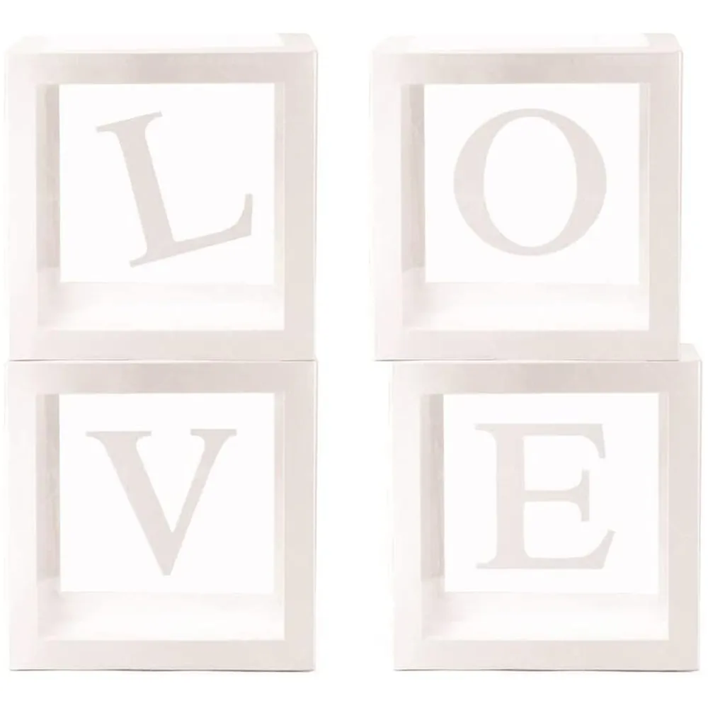 4pcs Valentines Day Decorations Transparent Balloons Boxes with 4 Letters LOVE for Valentine's Day Anniversary Wedding Engagement Party Supplies Decorations big image 2