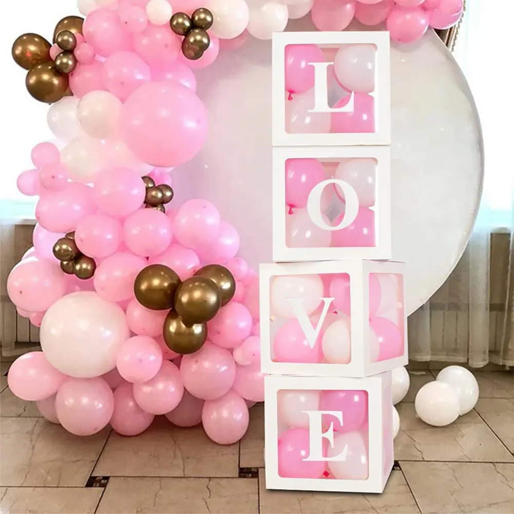 4pcs Valentines Day Decorations Transparent Balloons Boxes with 4 Letters LOVE for Valentine's Day Anniversary Wedding Engagement Party Supplies Decorations  big image 5