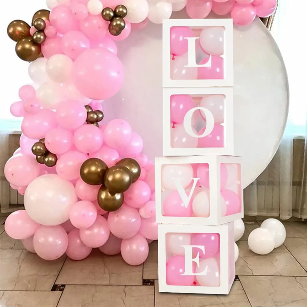 4pcs Valentines Day Decorations Transparent Balloons Boxes with 4 Letters LOVE for Valentine's Day Anniversary Wedding Engagement Party Supplies Decorations big image 5