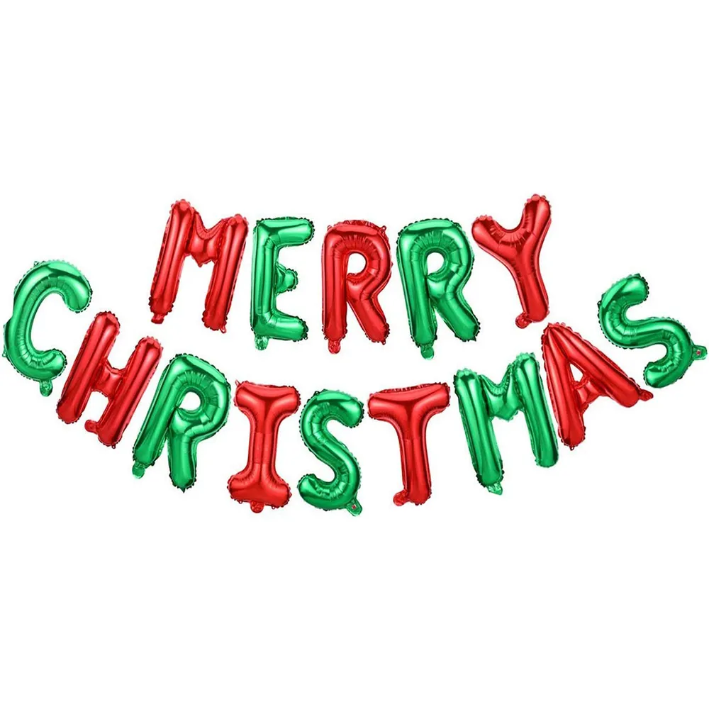 16 Inch Christmas Slogan Design Balloon Set Aluminum Foil Balloons Xmas Party Decor big image 1