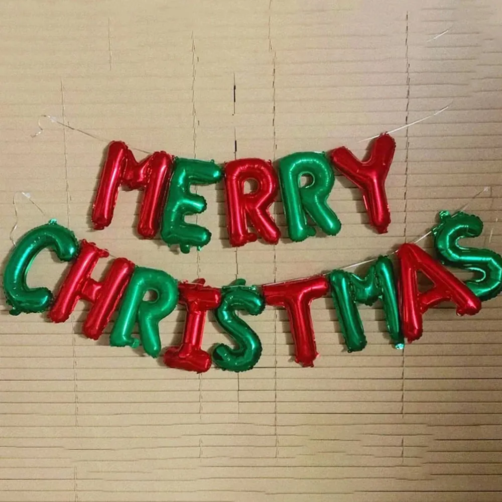 16 Inch Christmas Slogan Design Balloon Set Aluminum Foil Balloons Xmas Party Decor big image 2