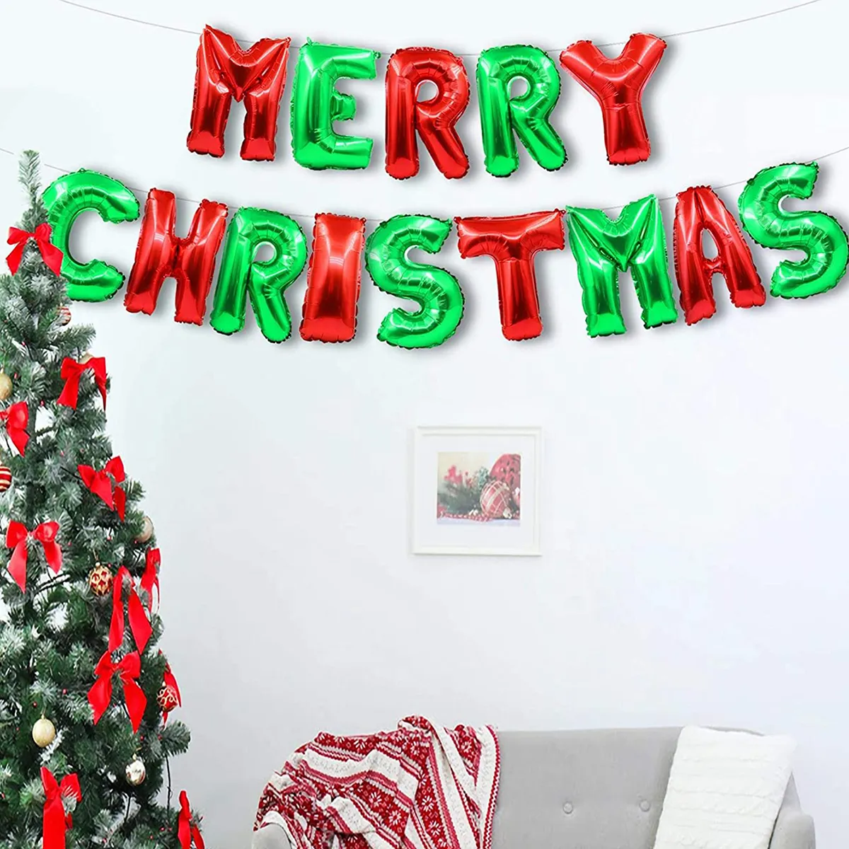 16 Inch Christmas Slogan Design Balloon Set Aluminum Foil Balloons Xmas Party Decor  image 3