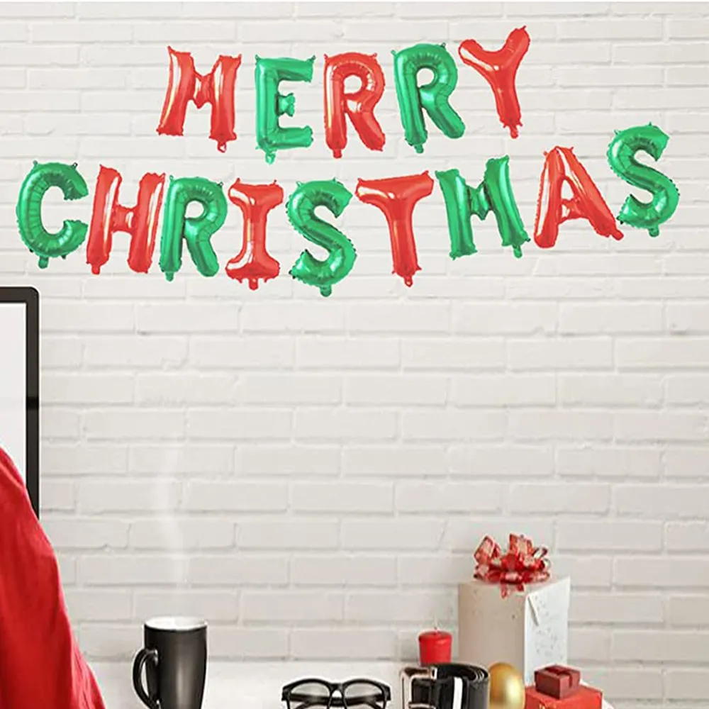 16 Inch Christmas Slogan Design Balloon Set Aluminum Foil Balloons Xmas Party Decor big image 4