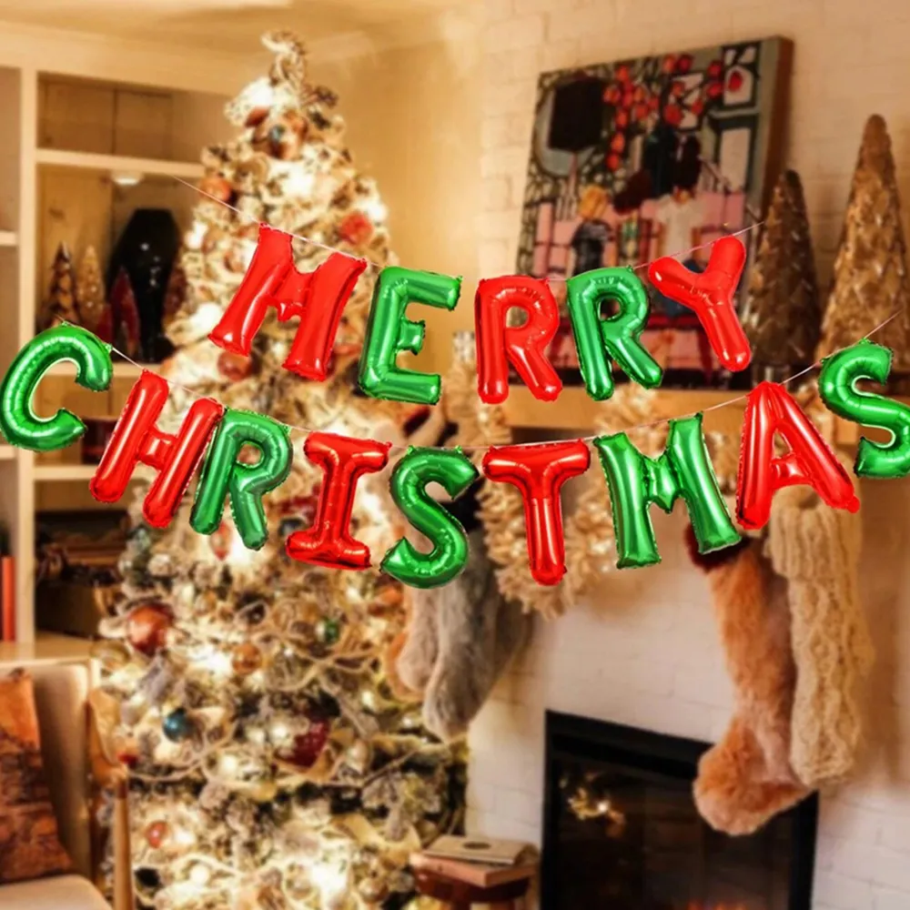 16 Inch Christmas Slogan Design Balloon Set Aluminum Foil Balloons Xmas Party Decor big image 5