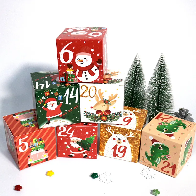 24 قطعة هدية عيد الميلاد مربع لا. 1-24 صندوق حلوى الكريسماس متعدد الألوان big image 1