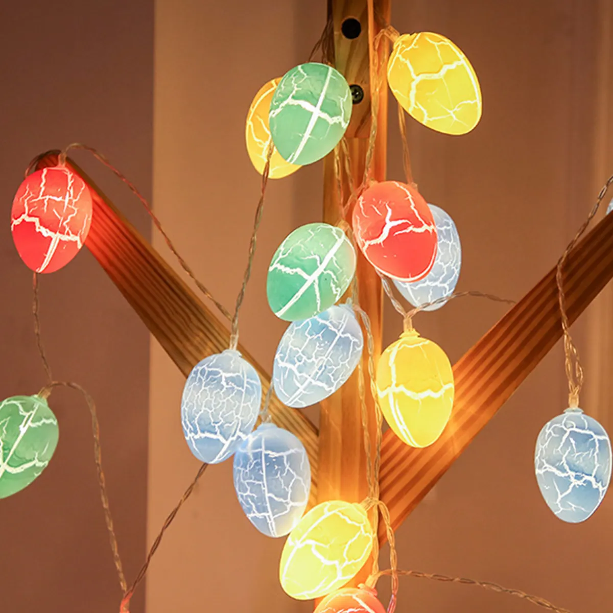 Easter 10 LED Egg String Lights for Indoor Outdoor Easter Party Holiday Decor Multi-color image 2