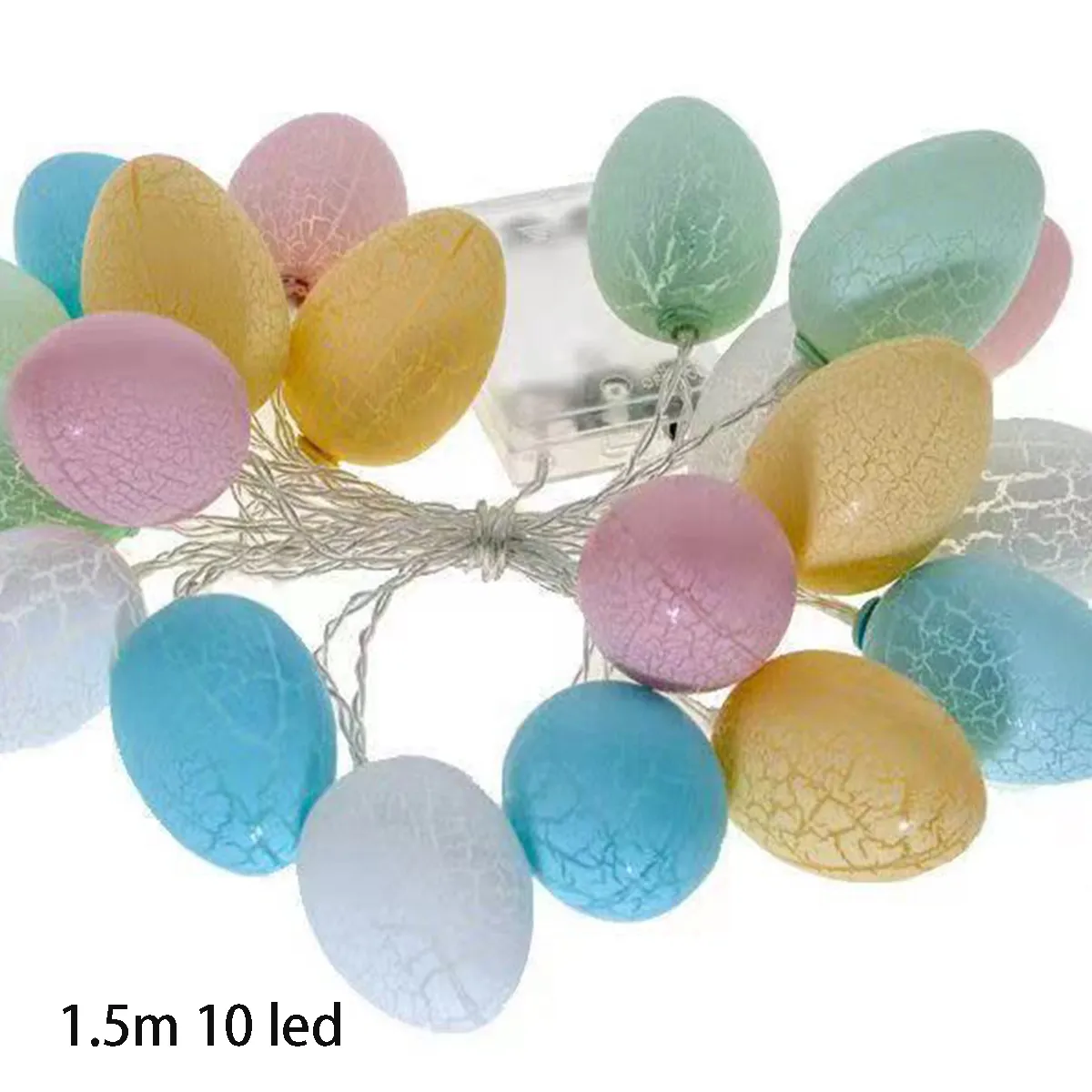 Easter 10 LED Egg String Lights for Indoor Outdoor Easter Party Holiday Decor Multi-color big image 1