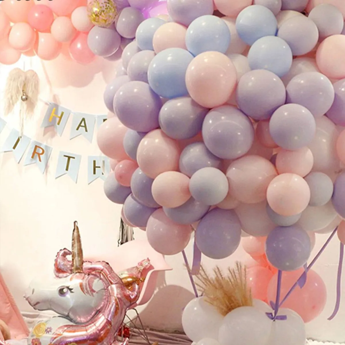 Pacote com 100 macarons balões de látex de cor pastel guirlanda para aniversário, casamento, chá de bebê, artigos de festa Multicolorido big image 1