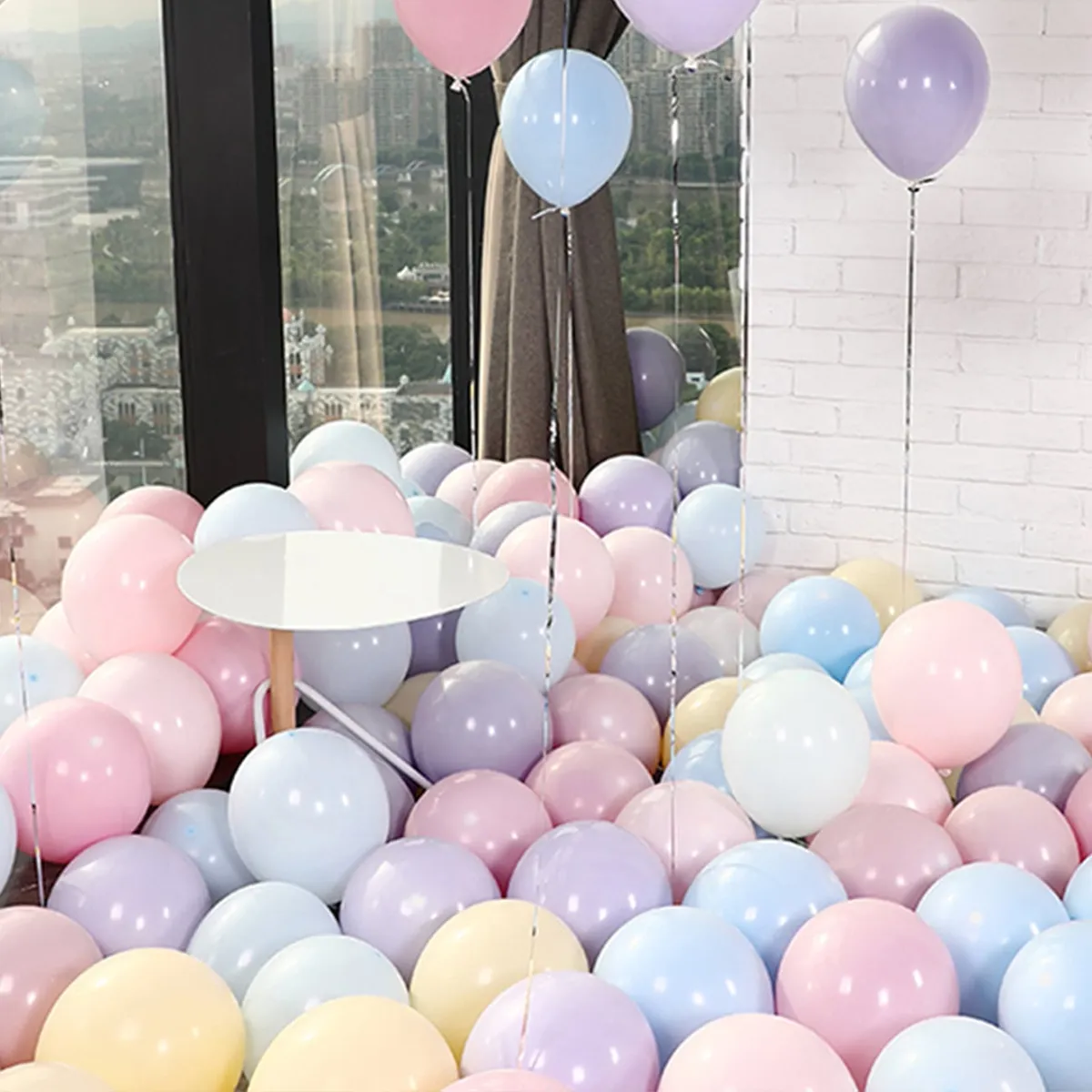 Pacote com 100 macarons balões de látex de cor pastel guirlanda para aniversário, casamento, chá de bebê, artigos de festa Multicolorido big image 1