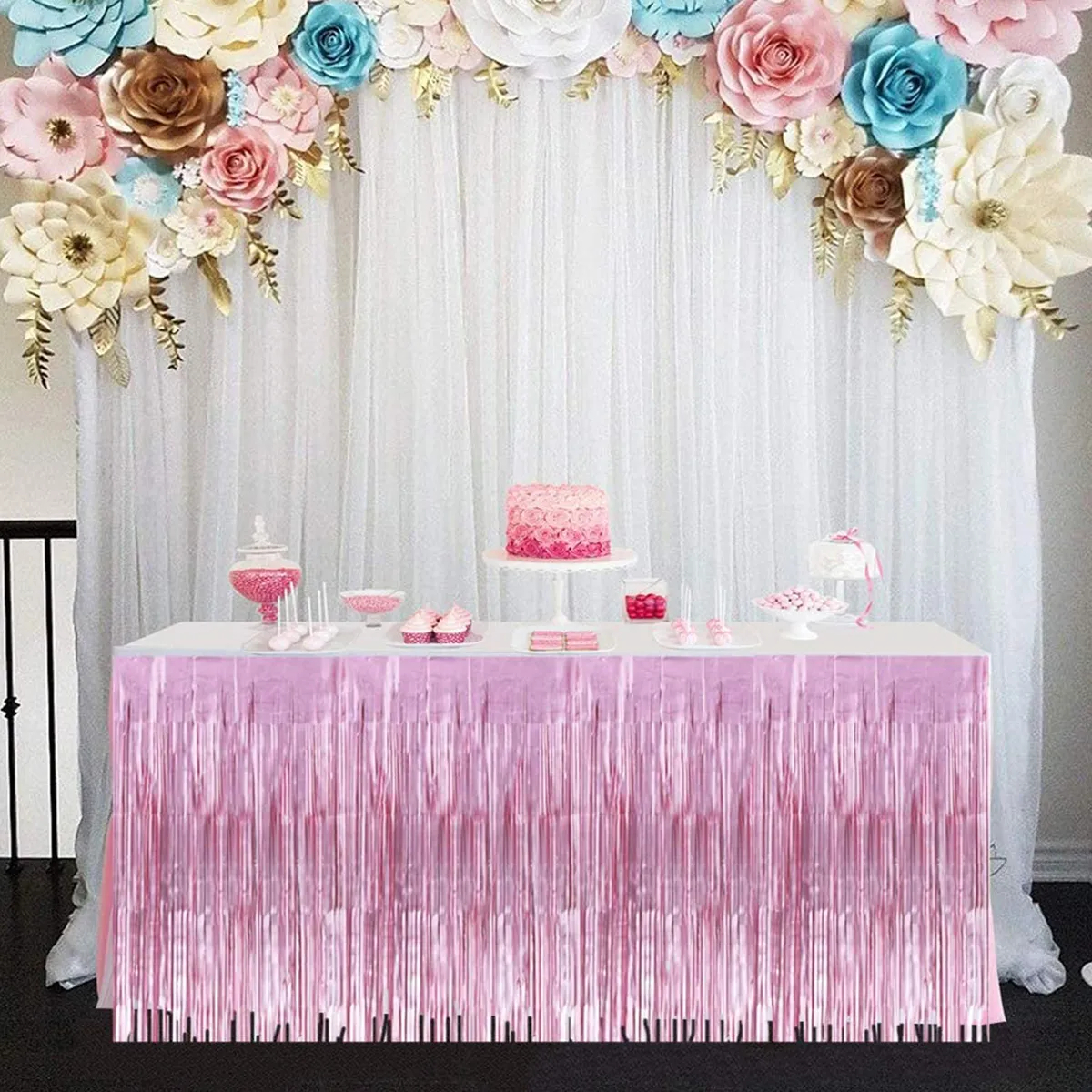 Fringe Table Skirt For Rectangle Tables Hotel Banquet Parade Floats Mardi Gras Bridal Shower Wedding Party Decoration