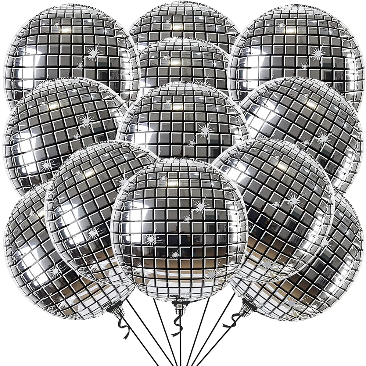 6-pack 3D filme de alumínio folha de decoração balão Prata big image 1