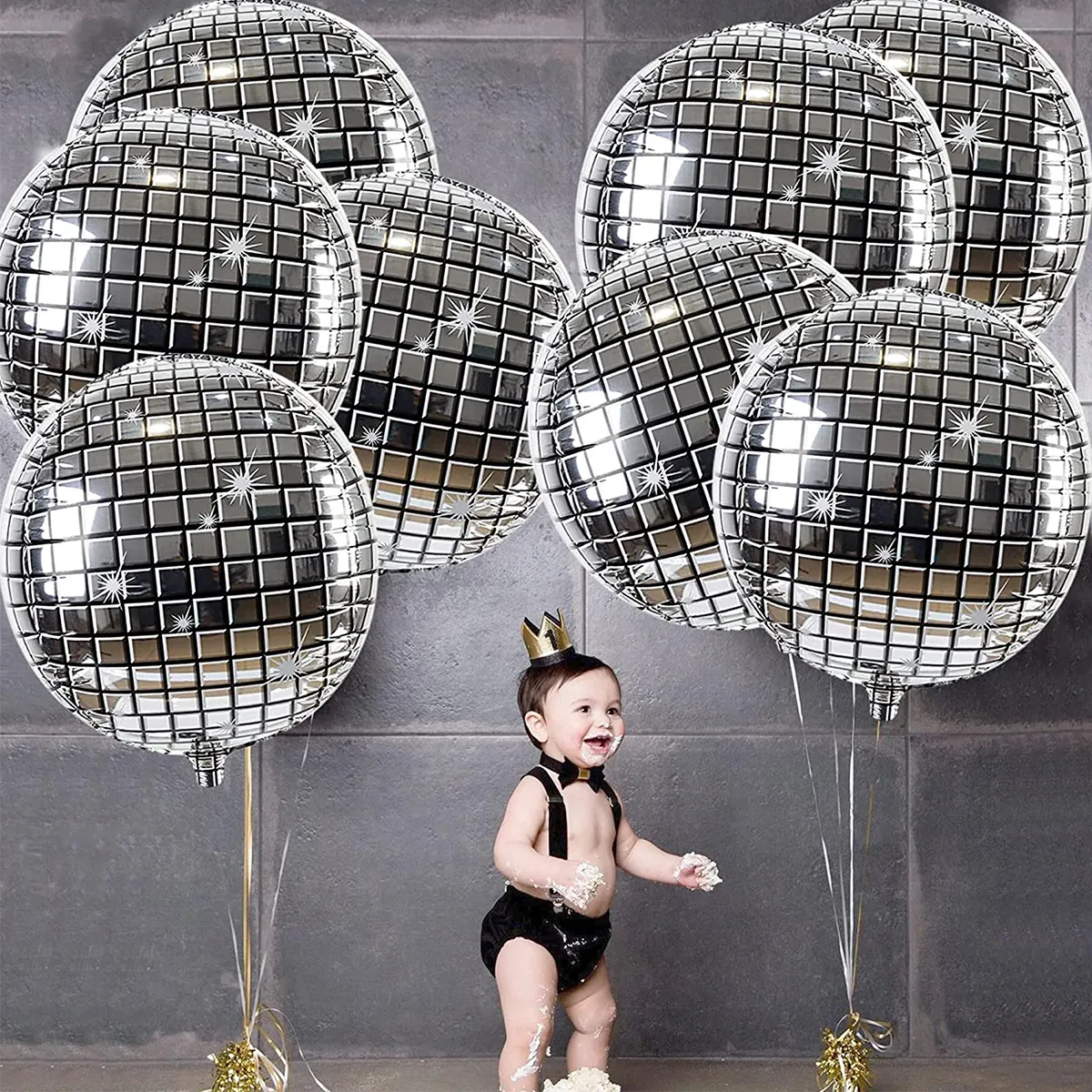 6-pack 3D filme de alumínio folha de decoração balão Prata image 2