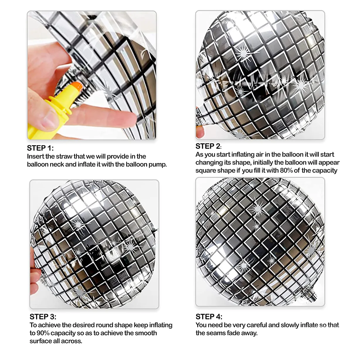 6-pack 3D filme de alumínio folha de decoração balão Prata image 4