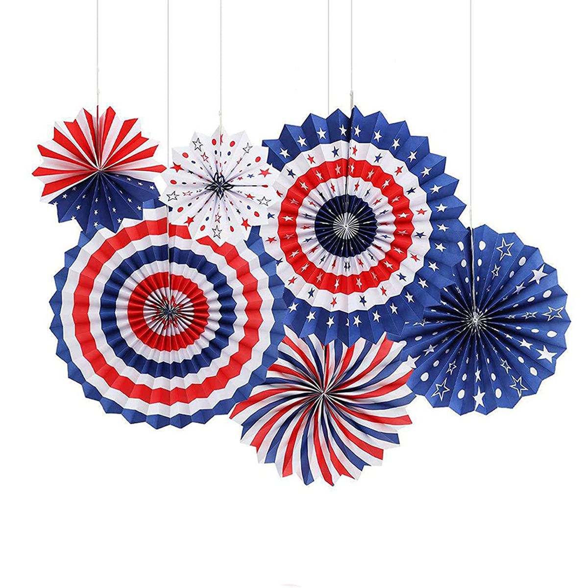 

6pcs Independence Day Paper Floral Shape Fans
